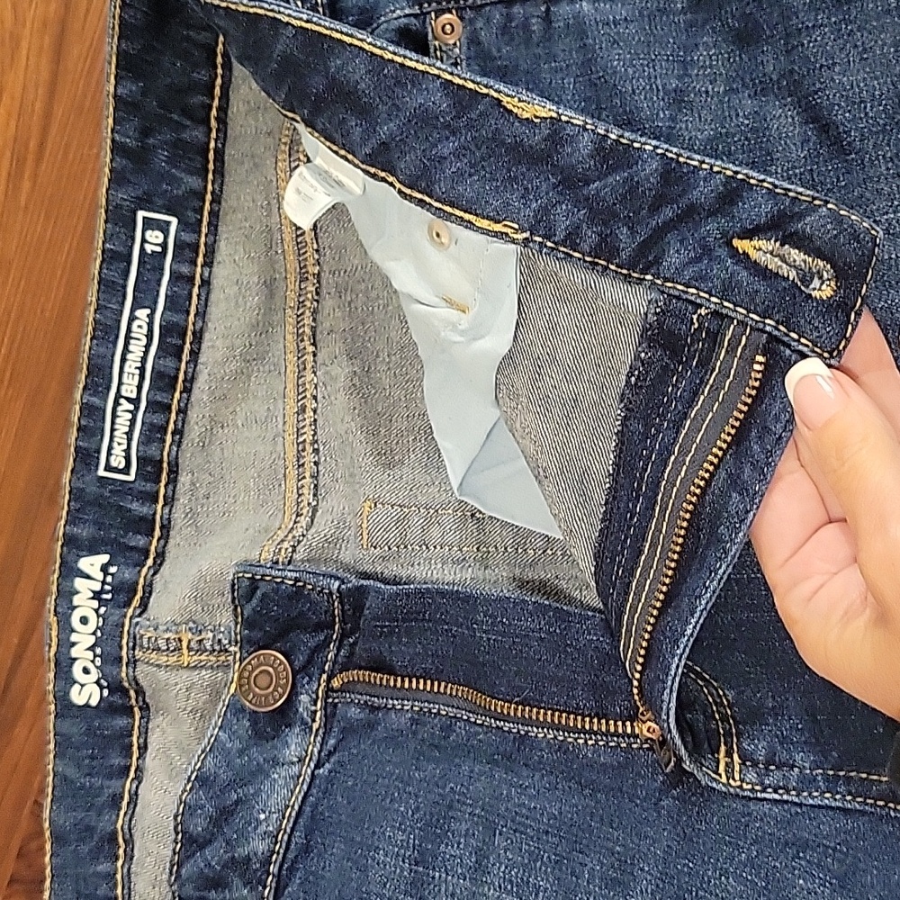 SKINNY BERMUDA DENIM SHORTS - Picture 4 of 7
